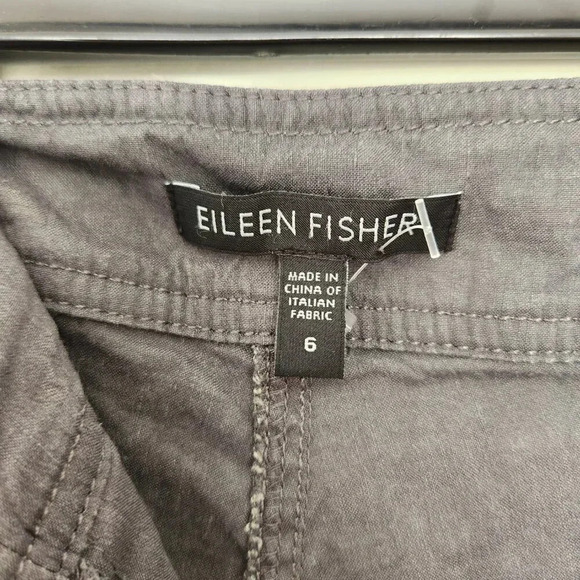 EILEEN FISHER Charcoal Gray Straight Leg Linen Viscose Spandex Pant Size 6 - Picture 7 of 8